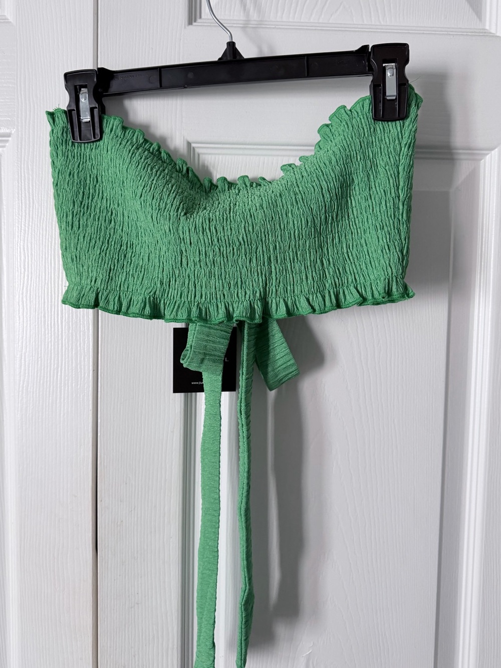 JLuxlabel Green Smocked Tie-Front Bandeau Top- Size Small - Picture 6 of 6